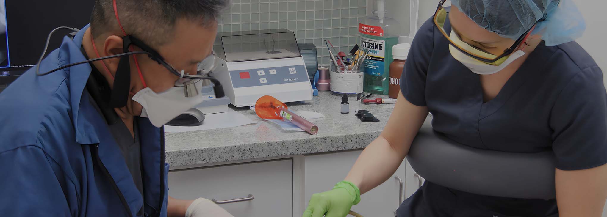 Person holding dental model